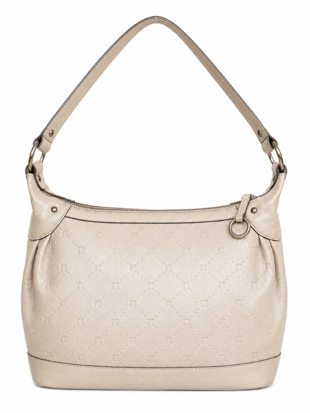 Renoma Paris Beige Leather Baguette Bag, 9.5"x4"x8"